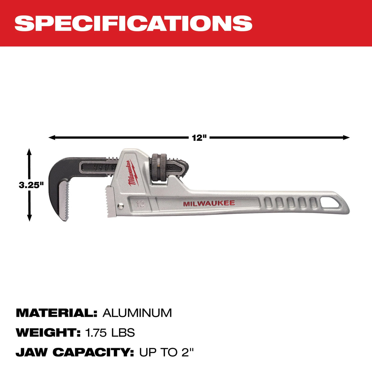 Milwaukee Tools 12" Aluminum Pipe Wrench