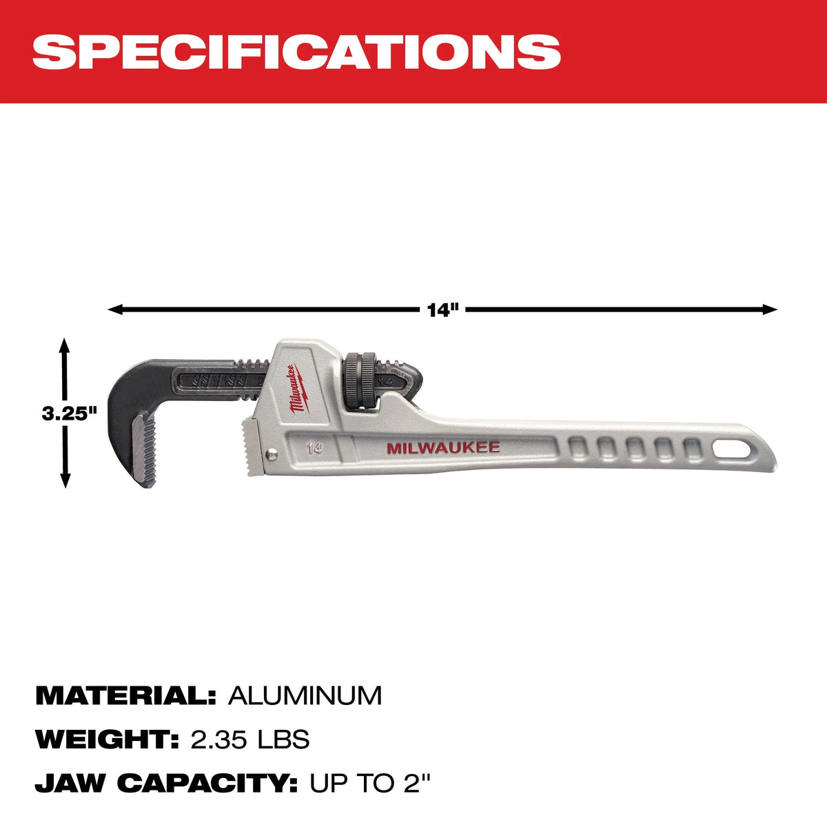 Milwaukee Tools 14" Aluminum Pipe Wrench