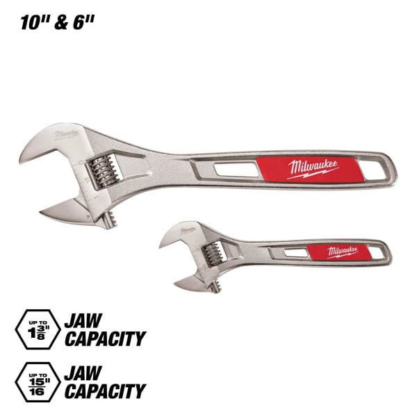 2 Piece 6" & 10" Adjustable Wrench Set