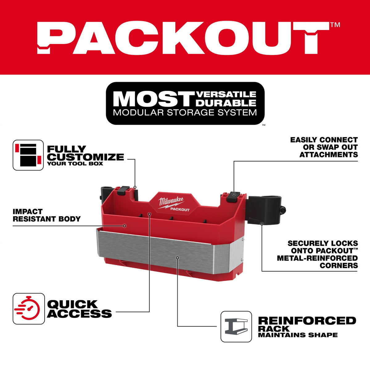 Milwaukee Tools PACKOUT™ Tool Box Caddy Attachment