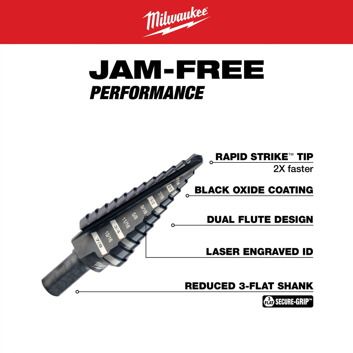 Milwaukee Tools 3 Piece Step Drill Bit Set
