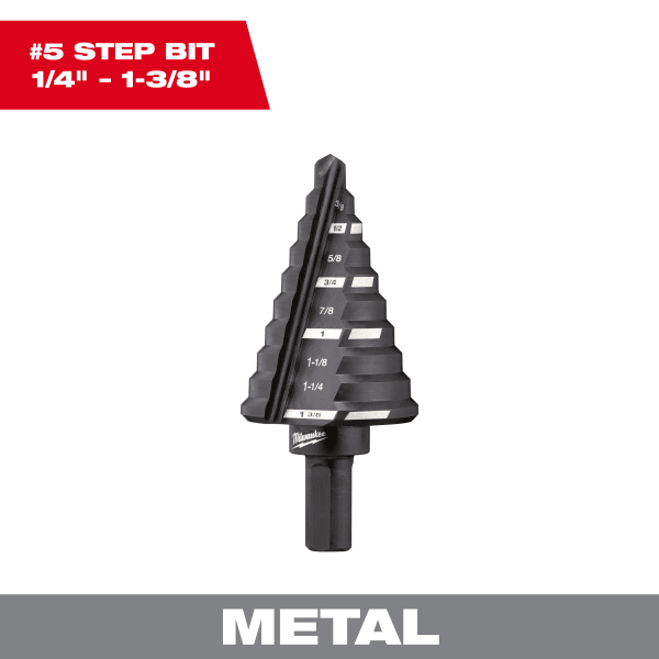 #5 Step Drill Bit, 1/4" - 1-3/8" by 1/8"