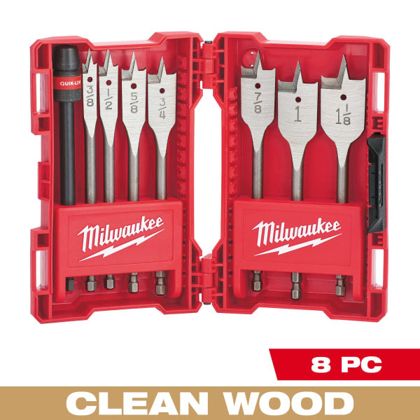 8 Piece Flat Boring Bit 6" Universal Set
