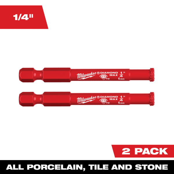 1/4" DIAMOND MAX™ Hole Saw Bits - (2 Pack)