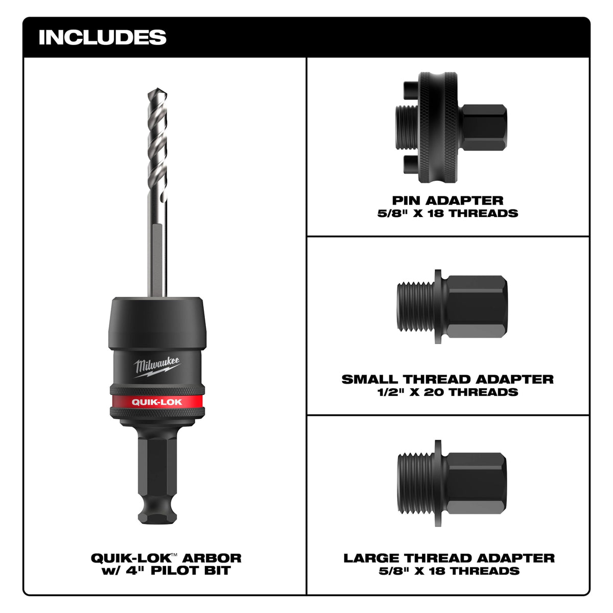 Milwaukee Tools 5 Piece 7/16" QUIK-LOK™ Arbor Set
