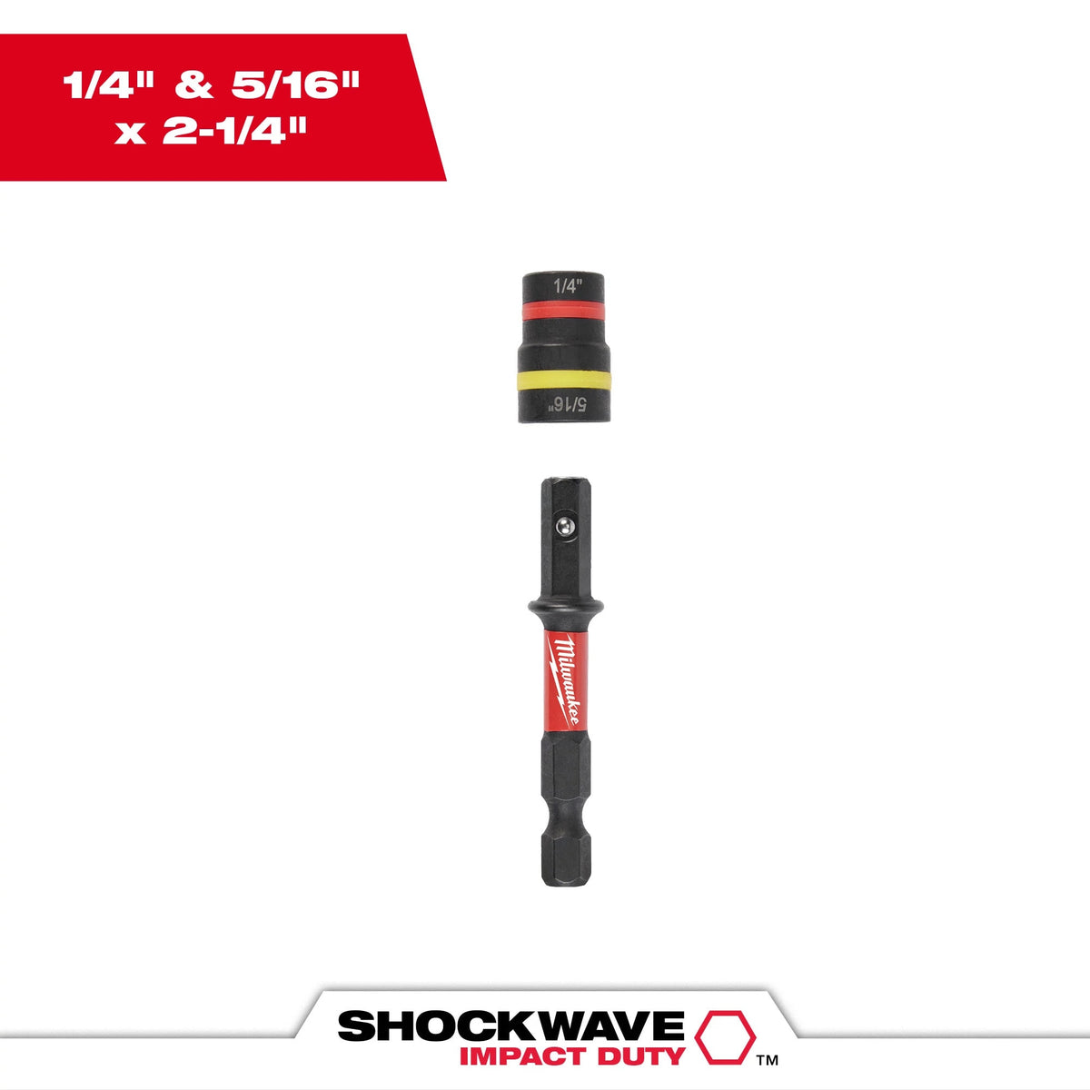 Milwaukee Tools 49-66-4542 SHOCKWAVE™ Impact Duty 1/4" and 5/16" x 2-1/4" QUIK-CLEAR™ 2-in-1 Magnetic Nut Driver