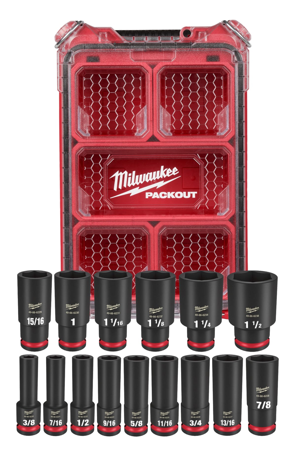 Milwaukee Tools 15 Piece SHOCKWAVE™ Impact Duty Socket 1/2" Drive SAE Set with PACKOUT™