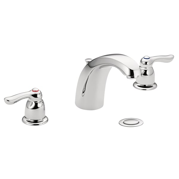 Moen Chateau 8 in. Widespread 2-Handle Low-Arc Bathroom Faucet with Drain Assembly in Chrome