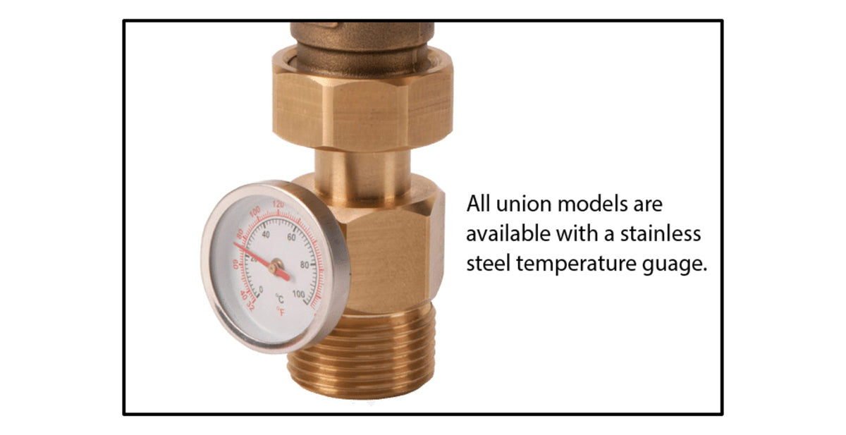 Taco Comfort Solutions Mixing Valve - 1017 - 3/4" Sweat Union Connections, adjmt 85-176 F. built-in check valve
