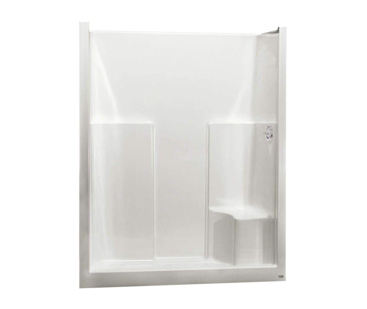 Maax SS3660 R/L AcrylX Alcove Center Drain One-Piece Shower in White, Right seat