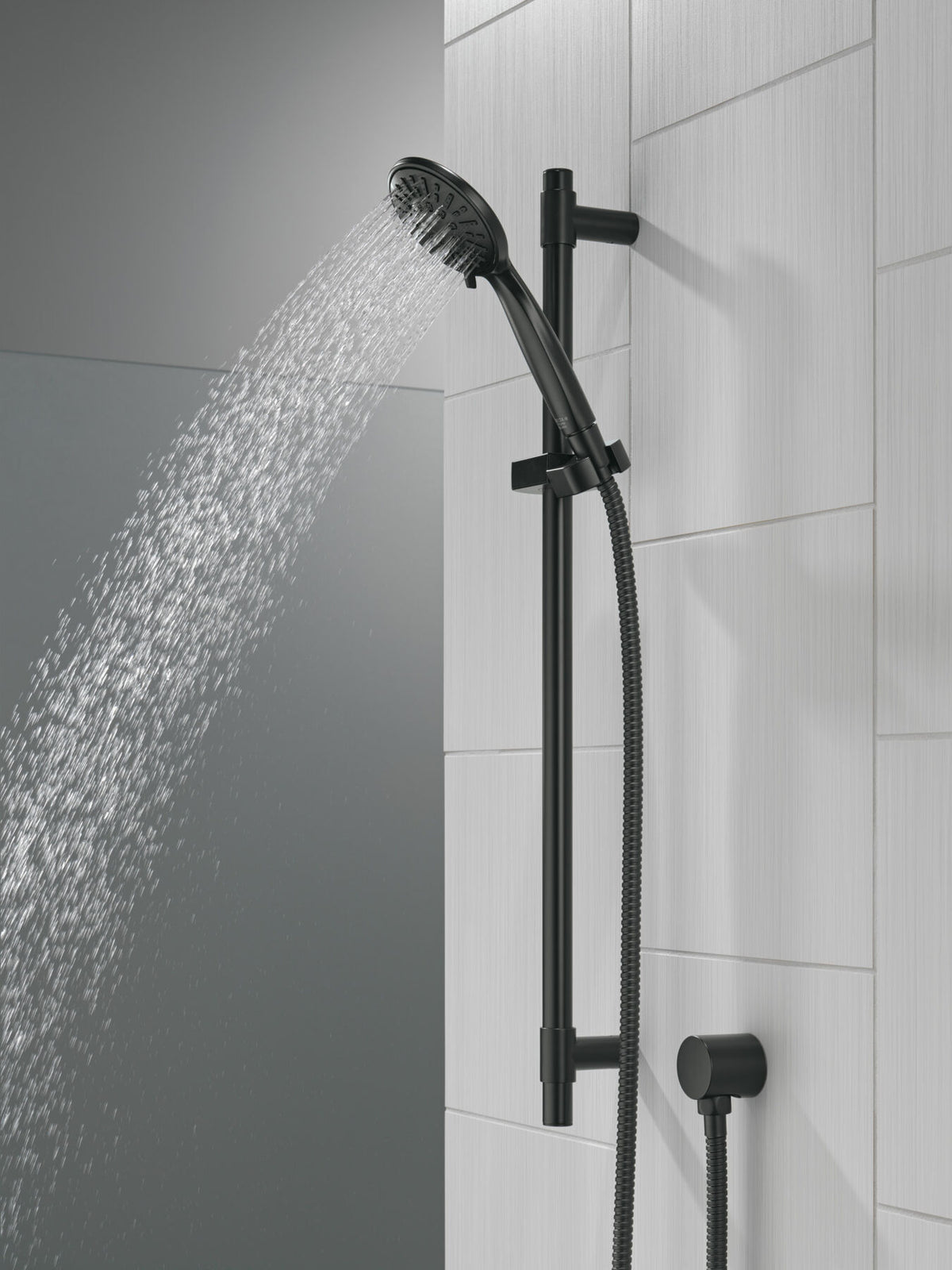 Delta 51361-BL Universal 4-Setting Hand Shower with Slide Bar Matte Black