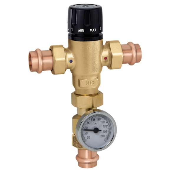 Caleffi 521506A MixCal 3-Way Thermostatic Mixing Valve 3/4" Press, ASSE 1017, 3 Cv