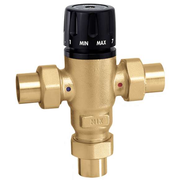 Caleffi 521509A MixCal 3-Way Thermostatic Mixing Valve 3/4" Sweat, ASSE 1017, 3 Cv