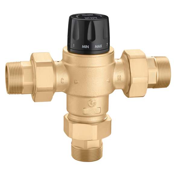 Caleffi 523160A MixCal+ High-Flow 3-Way Thermostatic Mixing Valve 1" Male NPT, 7 Cv, ASSE 1017, Lead Free