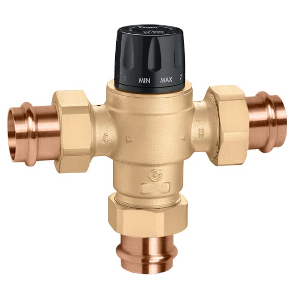 Caleffi 523176A MixCal+ High-Flow 3-Way Thermostatic Mixing Valve, 1-1/4" Press, 7.6 Cv, ASSE 1017