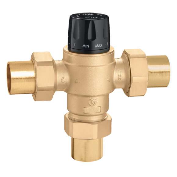 Caleffi 523178A MixCal+ High-Flow 3-Way Thermostatic Mixing Valve, 1-1/4" Sweat, 7.6 Cv, ASSE 1017, Lead Free