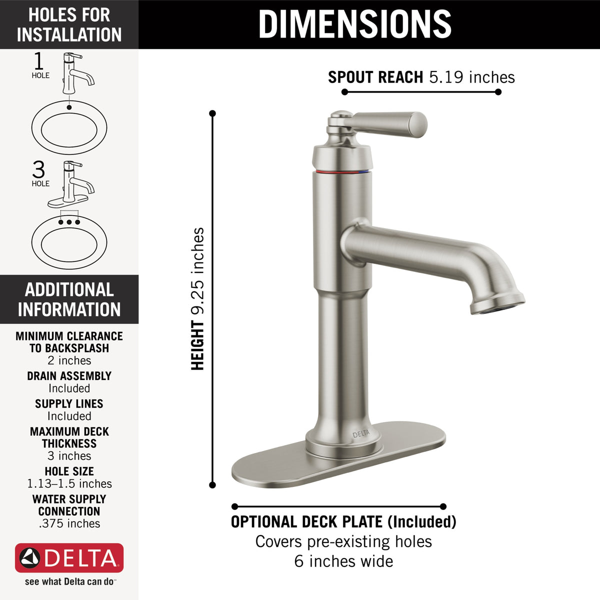 Delta Saylor® Single Handle Bathroom Faucet Stainless