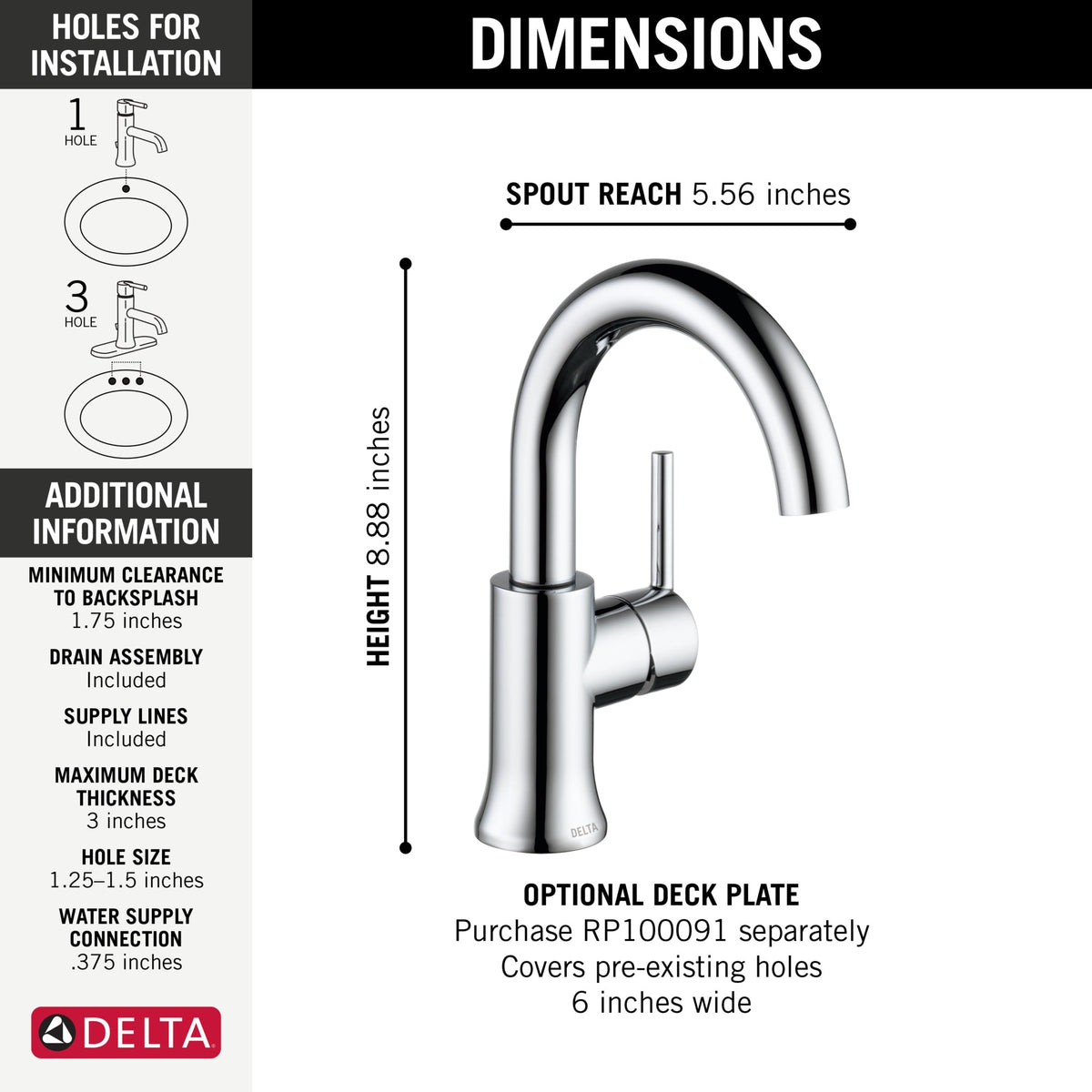 Delta Trinsic® Single Handle High-Arc Bathroom Faucet Chrome