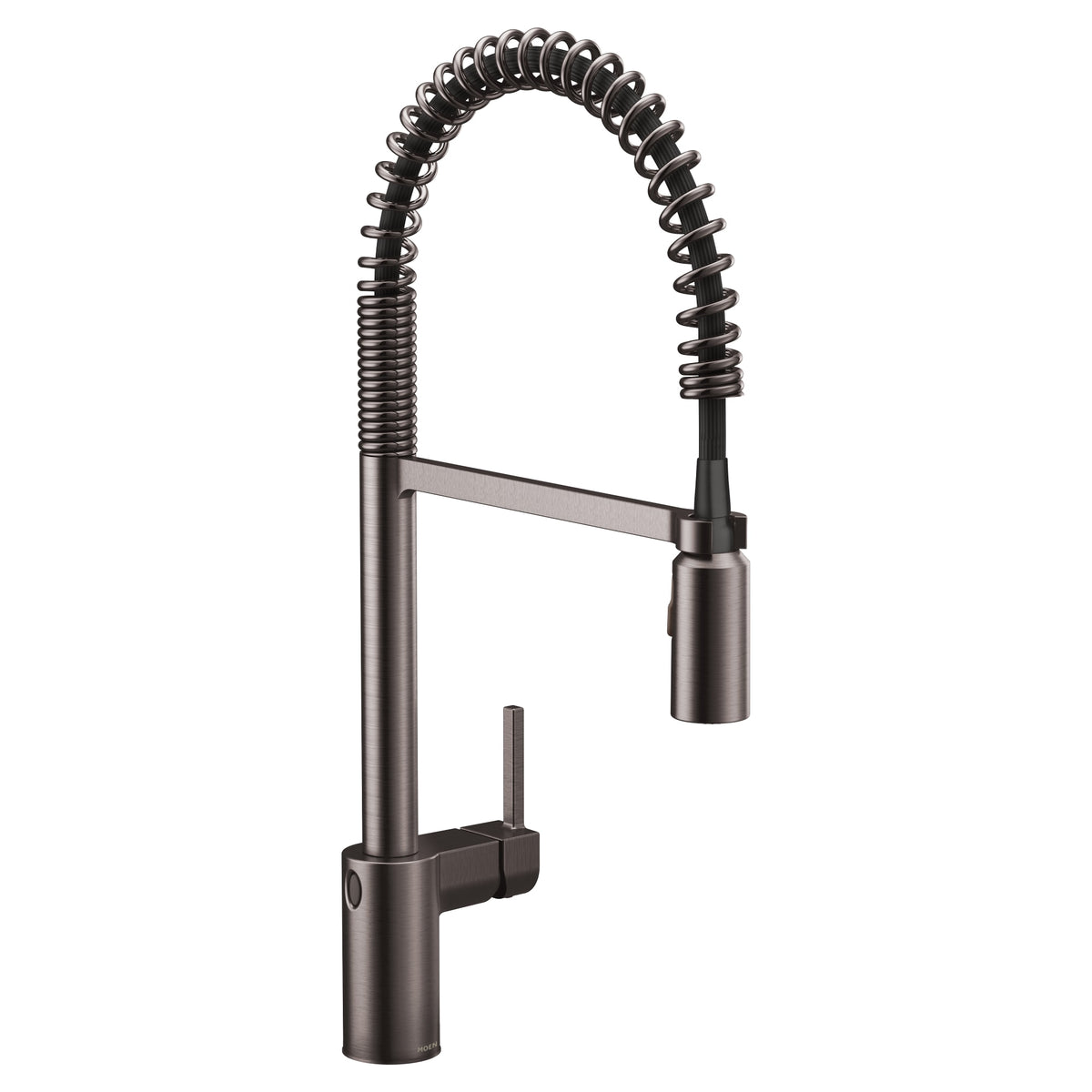 Moen 5923EWBLS Align Single Handle Pre-Rinse Spring Pulldown Kitchen Faucet with MotionSense Wave in Black Stainless