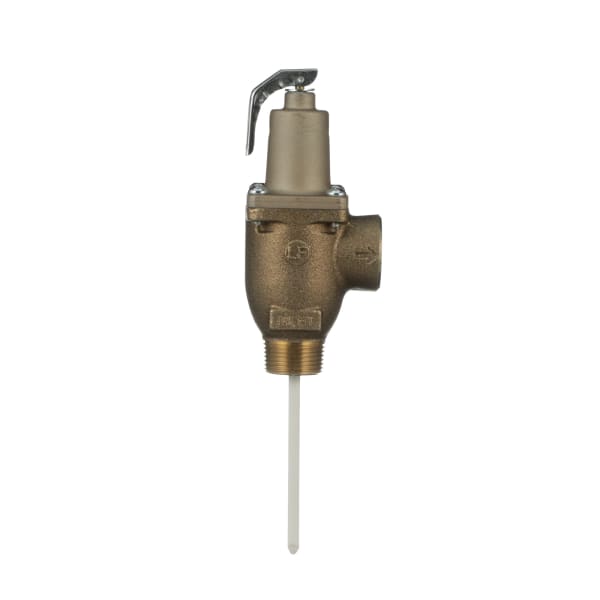 1" Lead Free Brass Automatic Reseating T and P Relief Valve, 150 psi, 210 degree F, Test Lever, 5" Extension Thermostat