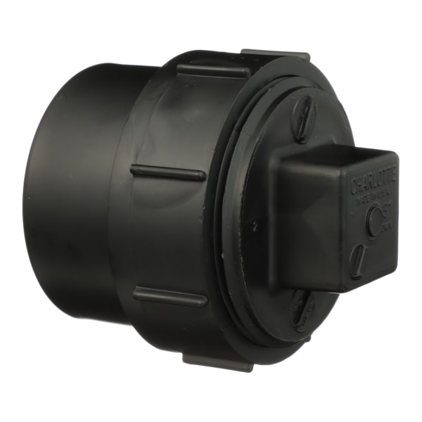 3" ABS DWV Cleanout Adapter with Plug - Spigot x FPT