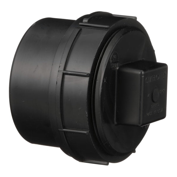 4" ABS DWV Cleanout Adapter with Plug - Spigot x FPT