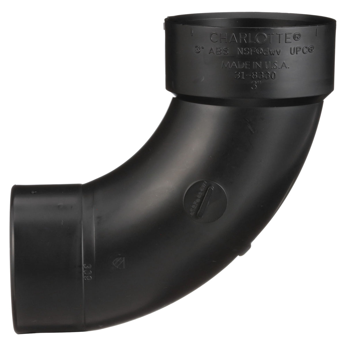 Charlotte Pipe 3" ABS DWV 90° Long Turn Street Elbow - H x Spigot