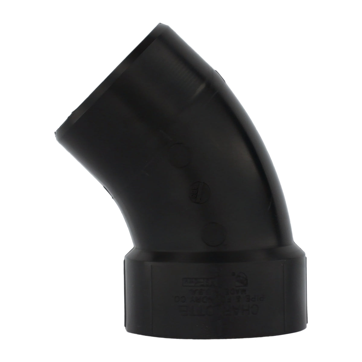 Charlotte Pipe 3" ABS DWV 45° Street Elbow - H x Spigot