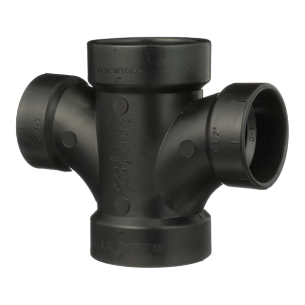 2" x 2" x 1-1/2" x 1-1/2" ABS DWV Double Sanitary Tee - All H