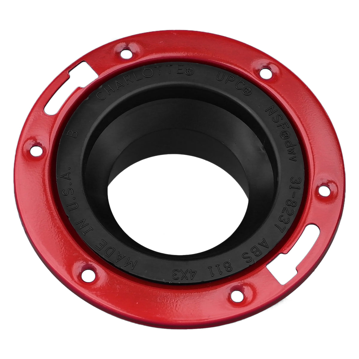 Charlotte Pipe 4" x 3" ABS DWV Closet Flange with Metal Ring - Closet x H