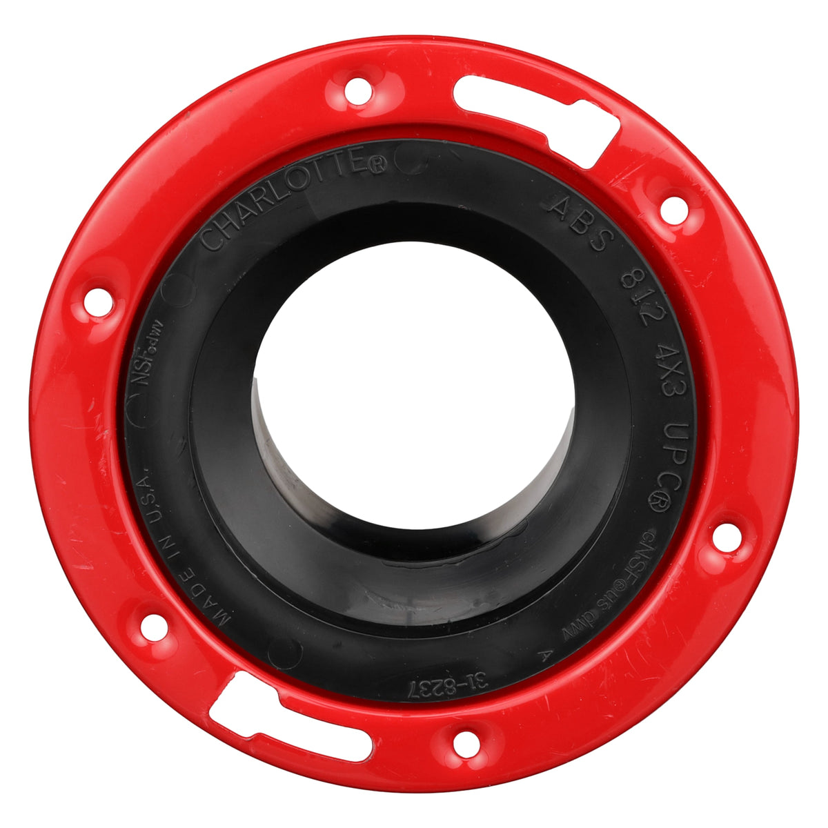 Charlotte Pipe 4" x 3" ABS DWV Spigot Closet Flange with Metal Ring - Closet x Spigot