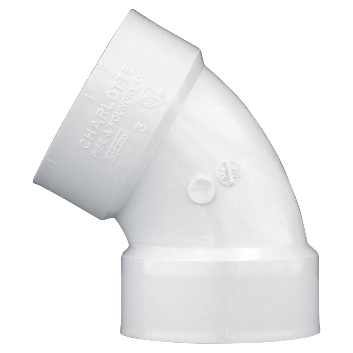 Charlotte Pipe 3" PVC DWV 60° Elbow - H x H