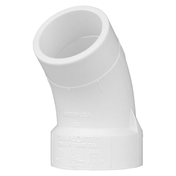 1-1/2" PVC DWV 45° Street Elbow - H x Spigot