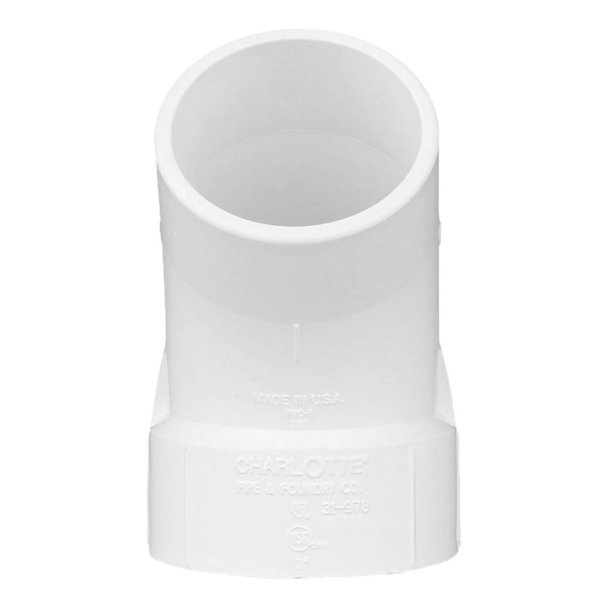 Charlotte Pipe 3" PVC DWV 45° Street Elbow - H x Spigot