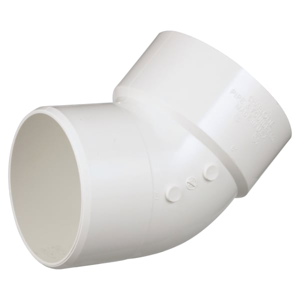 6" PVC DWV 45° Street Elbow - H x Spigot