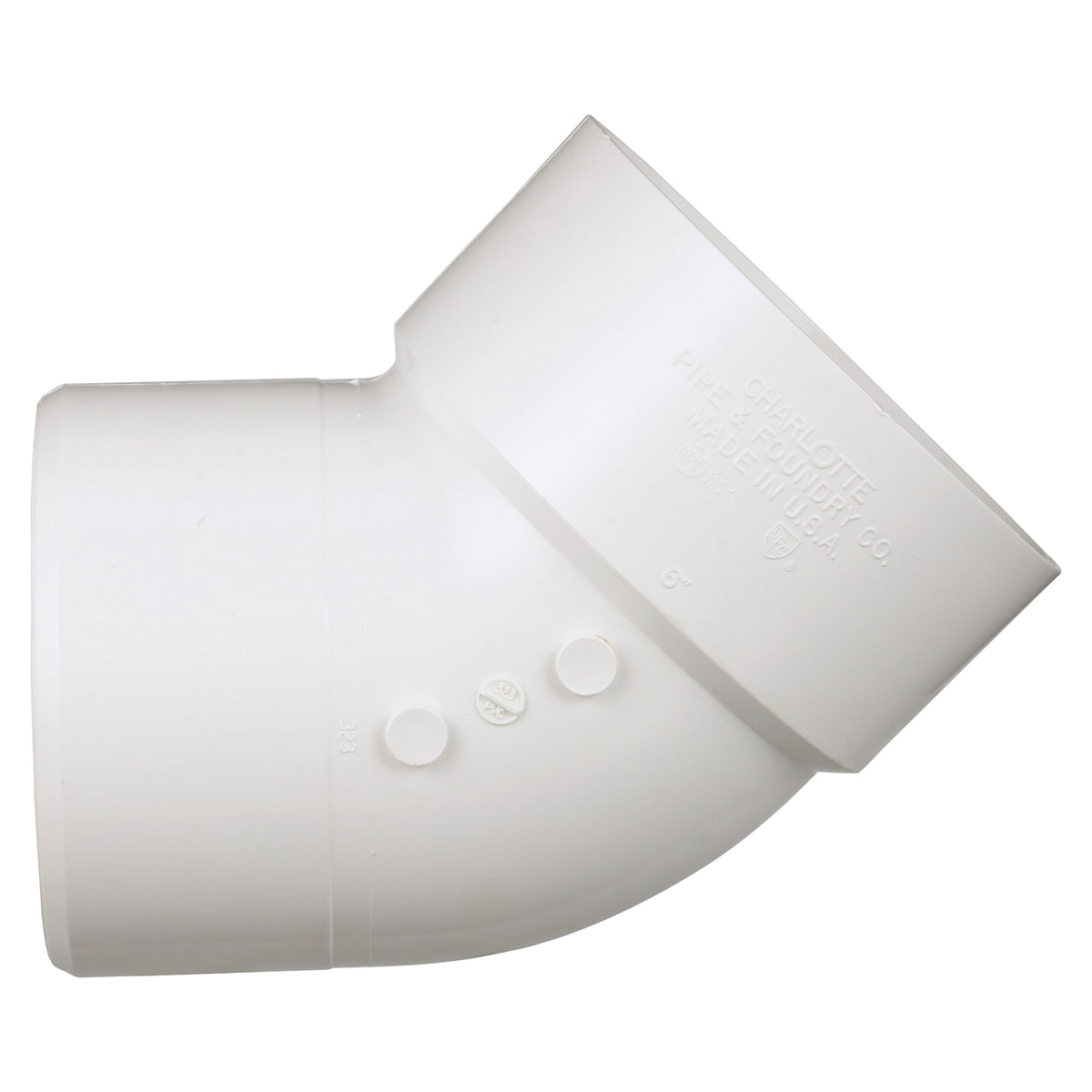 Charlotte Pipe 6" PVC DWV 45° Street Elbow - H x Spigot