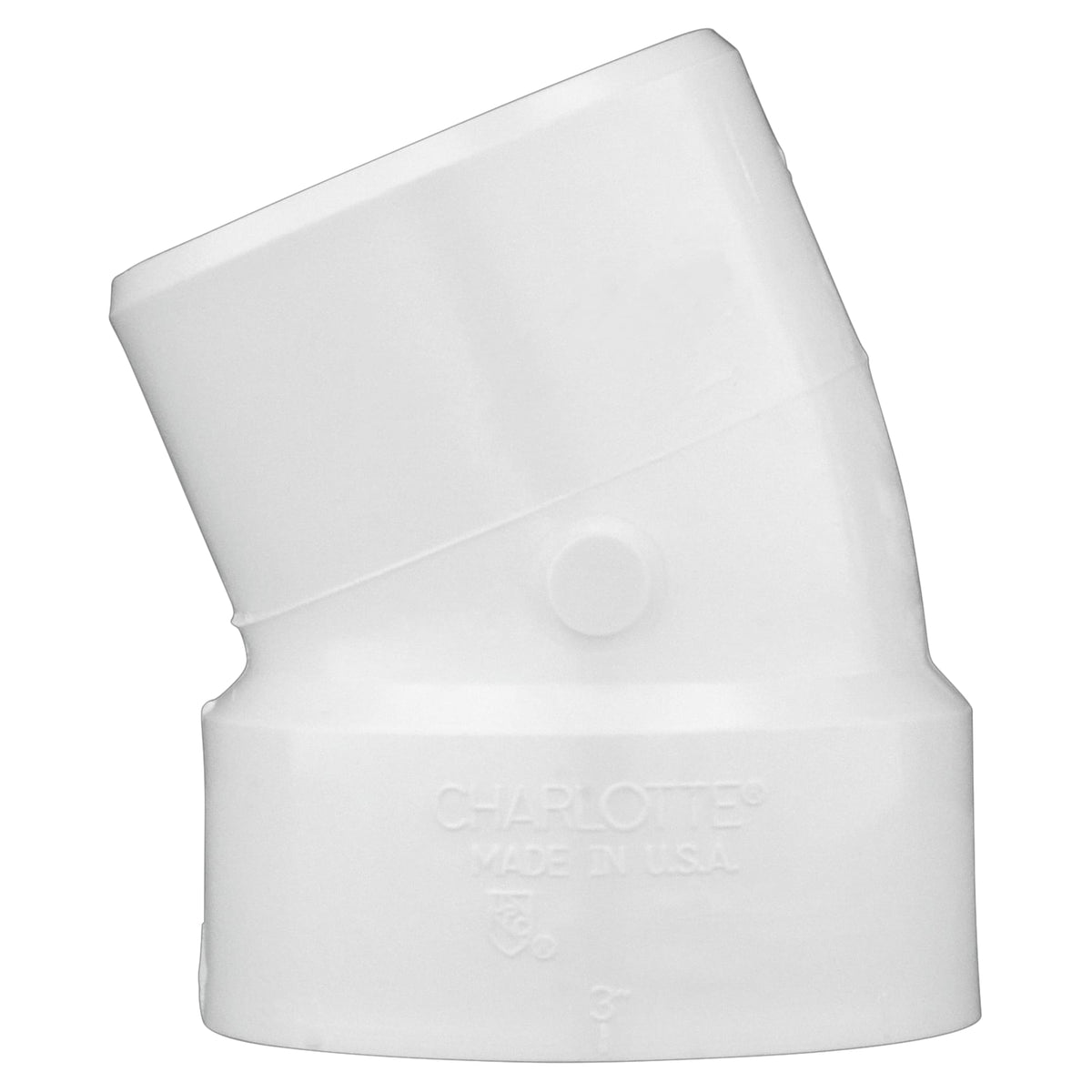 Charlotte Pipe 3" PVC DWV 22-1/2° Street Elbow - H x Spigot