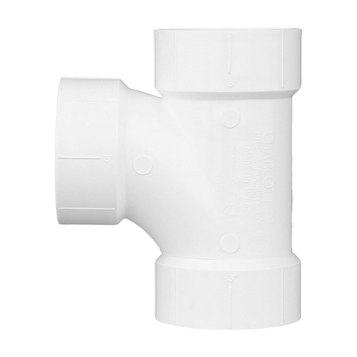 Charlotte Pipe 3" PVC DWV Sanitary Tee - All H