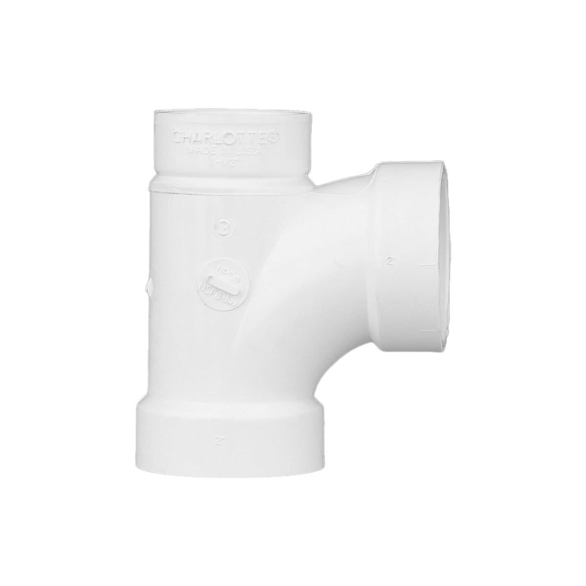 Charlotte Pipe 2" x 1-1/2" x 2" PVC DWV Sanitary Tee - All H