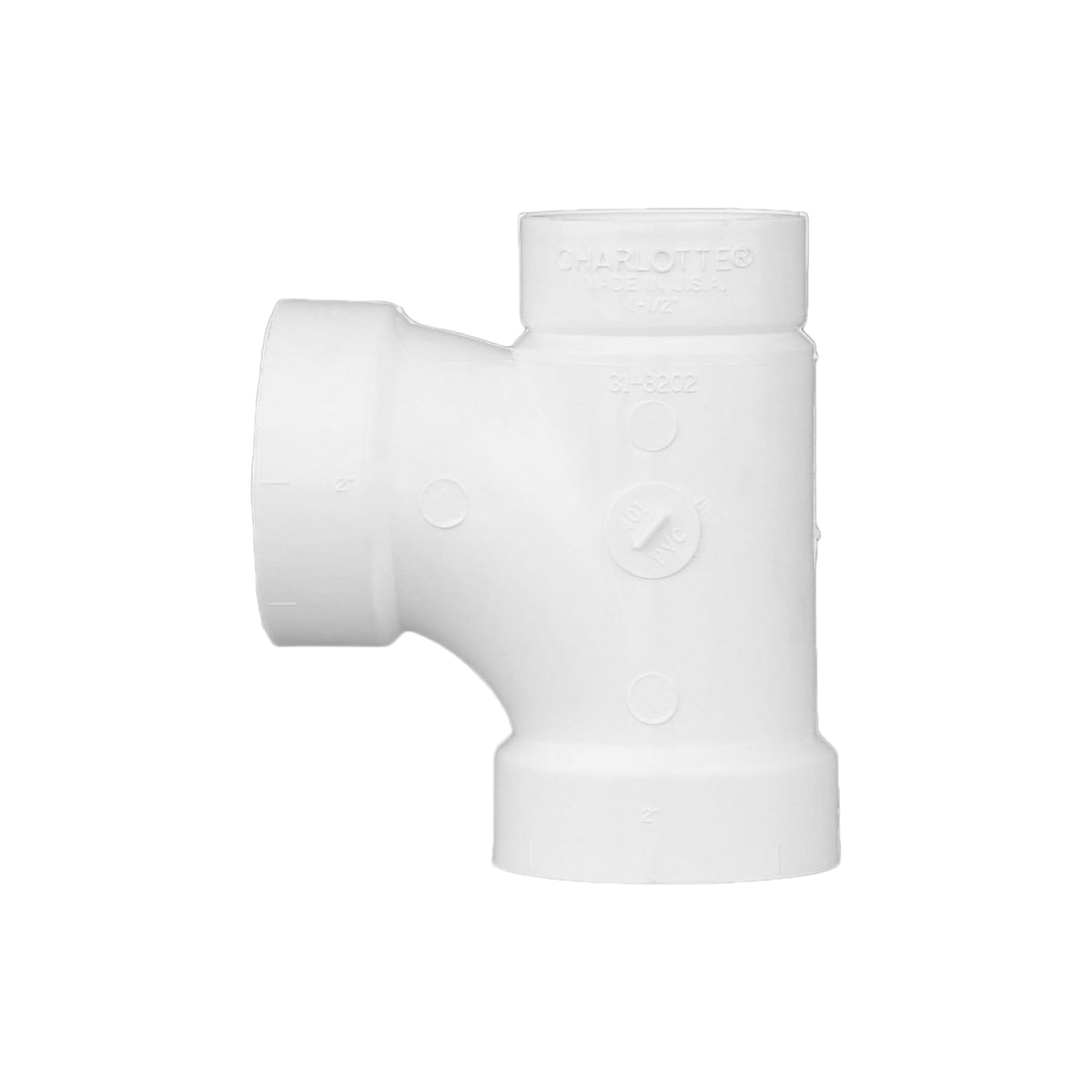 Charlotte Pipe 2" x 1-1/2" x 2" PVC DWV Sanitary Tee - All H