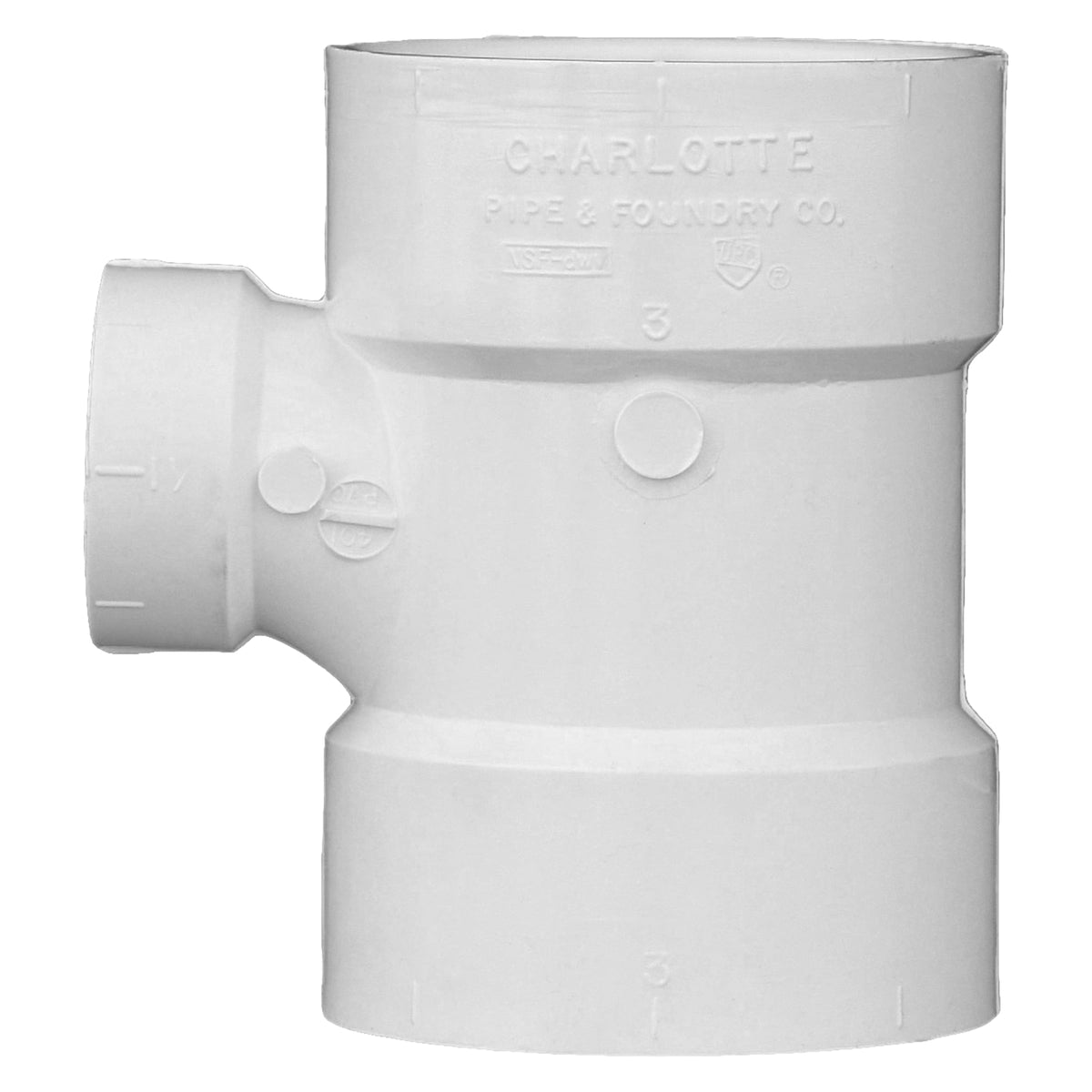 Charlotte Pipe 3" x 3" x 1-1/2" PVC DWV Sanitary Tee - All H