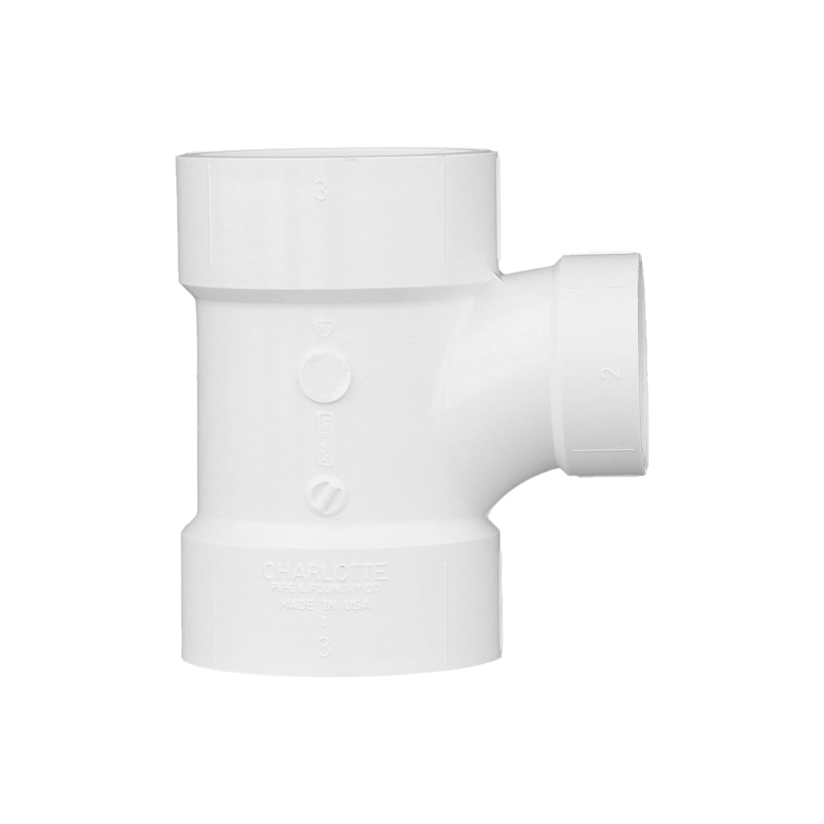 Charlotte Pipe 3" x 3" x 2" PVC DWV Sanitary Tee - All H
