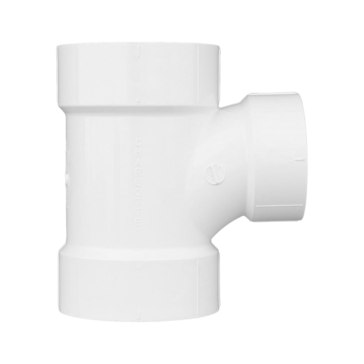 Charlotte Pipe 4" x 4" x 3" PVC DWV Sanitary Tee - All H