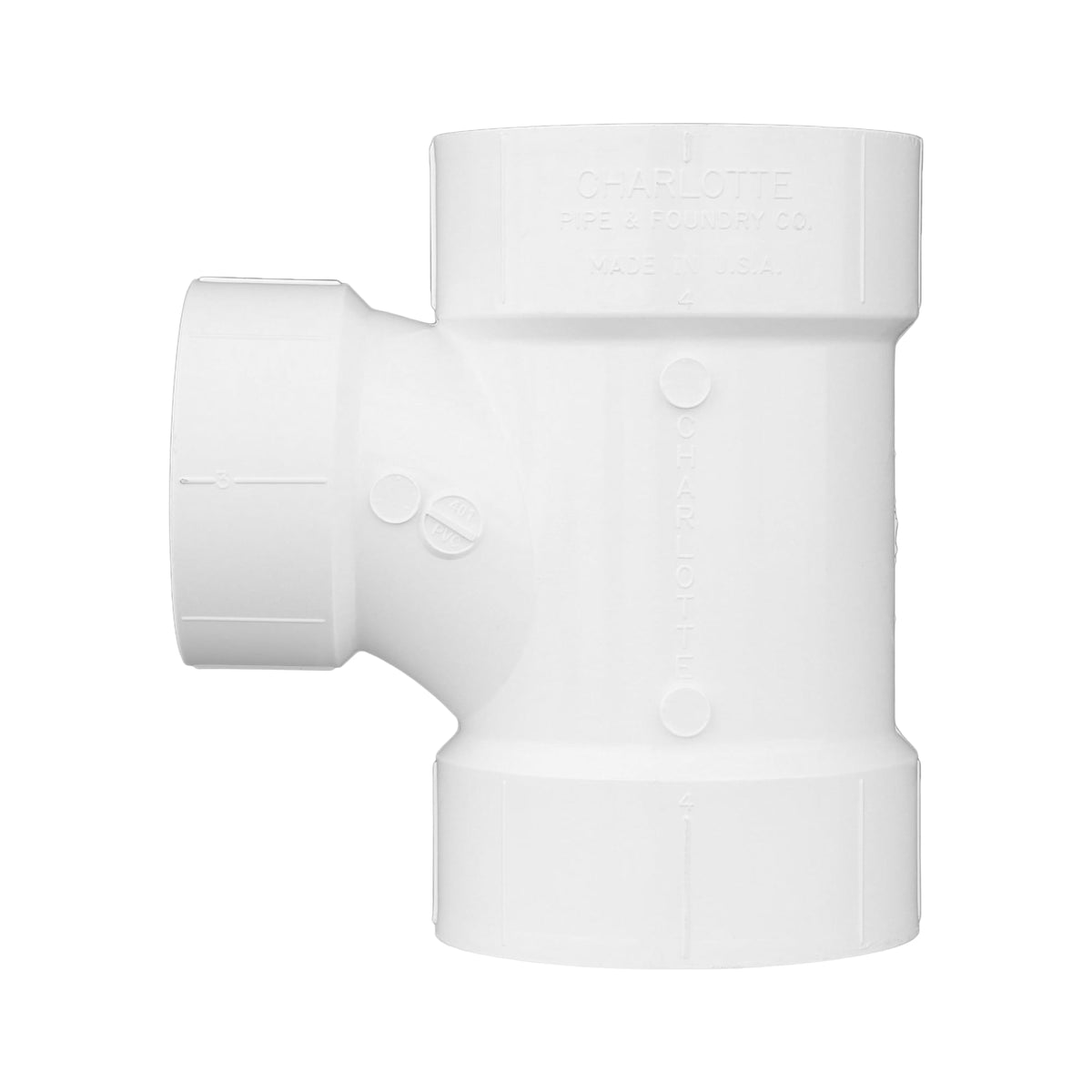 Charlotte Pipe 4" x 4" x 3" PVC DWV Sanitary Tee - All H