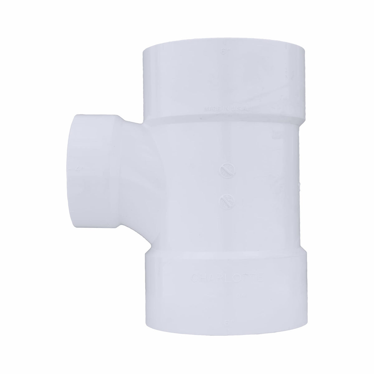 Charlotte Pipe 6" x 6" x 4" PVC DWV Sanitary Tee - All H