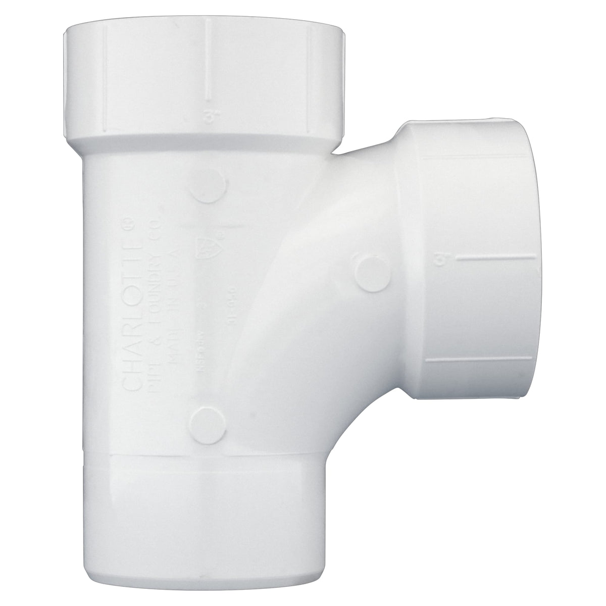 Charlotte Pipe 3" PVC DWV Street Sanitary Tee - Spigot x H x H