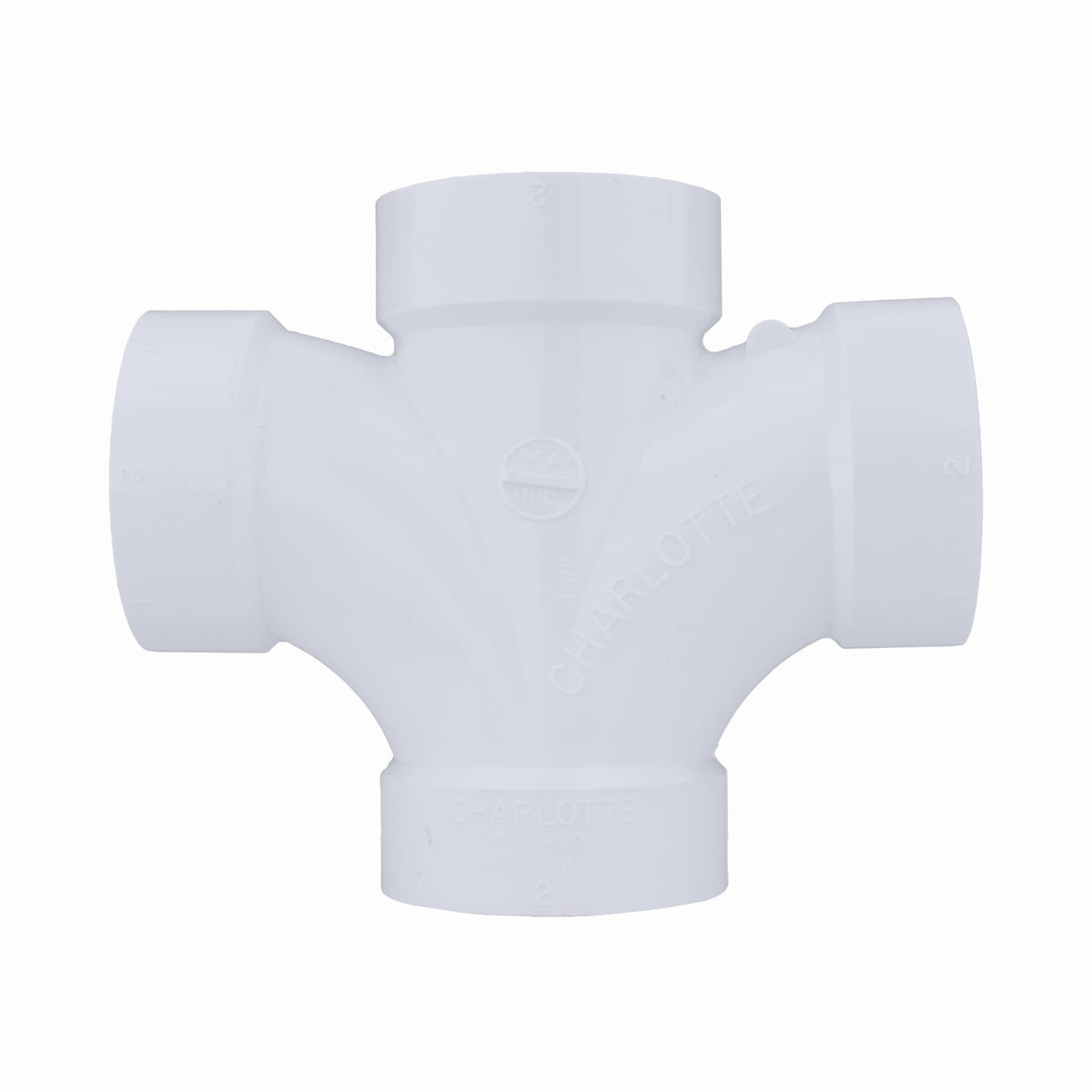 Charlotte Pipe 2" PVC DWV Double Sanitary Tee - All H