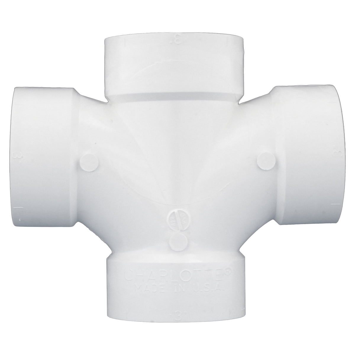 Charlotte Pipe 3" PVC DWV Double Sanitary Tee - All H