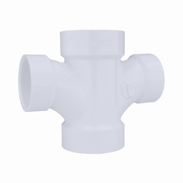 2" x 2" x 1-1/2" x 1-1/2" PVC DWV Double Sanitary Tee - All H