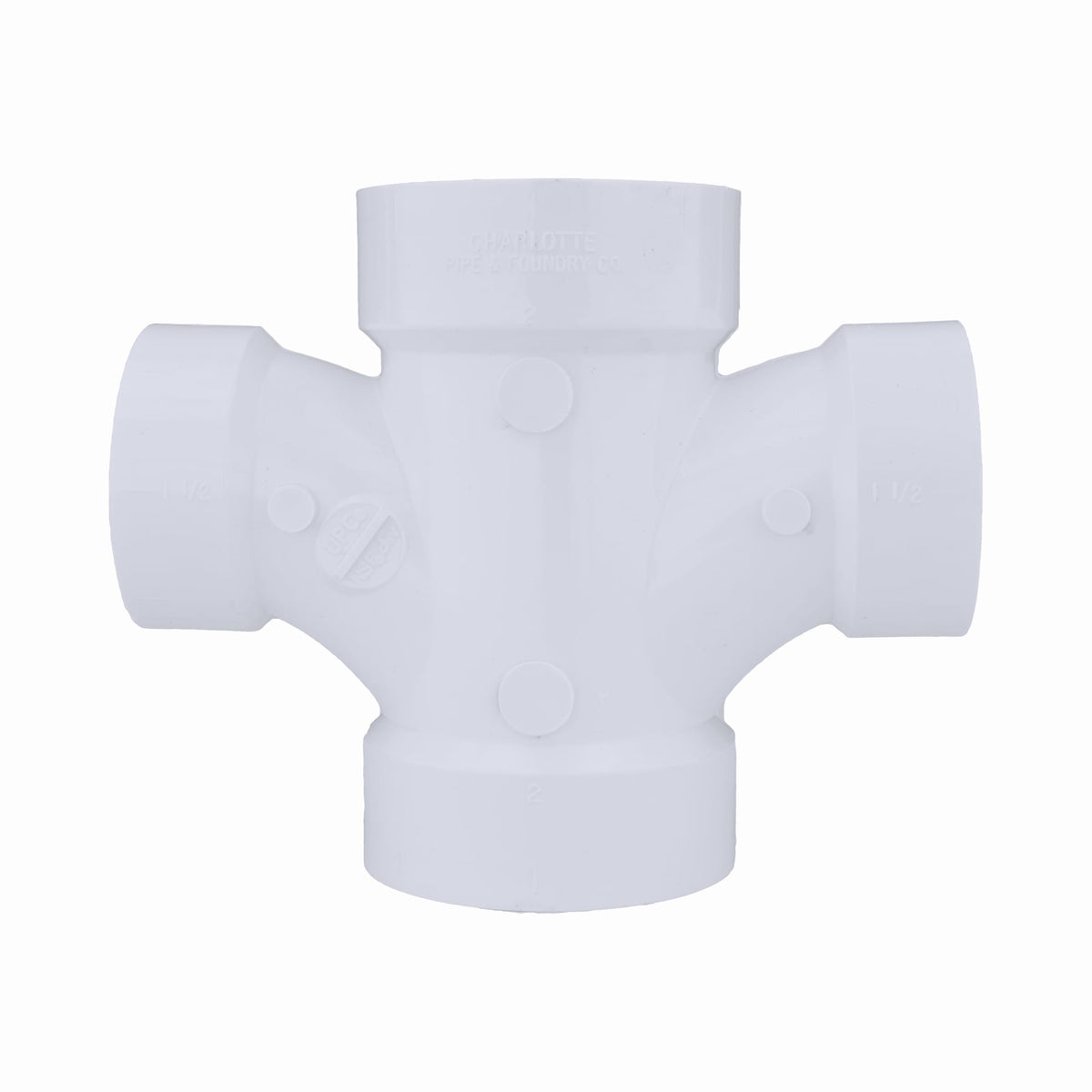 Charlotte Pipe 2" x 2" x 1-1/2" x 1-1/2" PVC DWV Double Sanitary Tee - All H